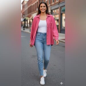 Vintage L.L. Bean Pink Corduroy Button-Up Shirt